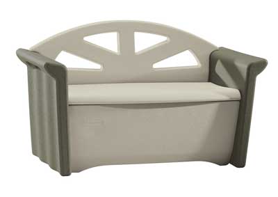 4 Rubbermaid Outdoor Patio /Sandstone (FG376401OLVSS) Storage Bench