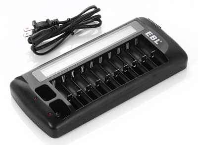 4. EBL 12 Bay 9V Battery Charger 