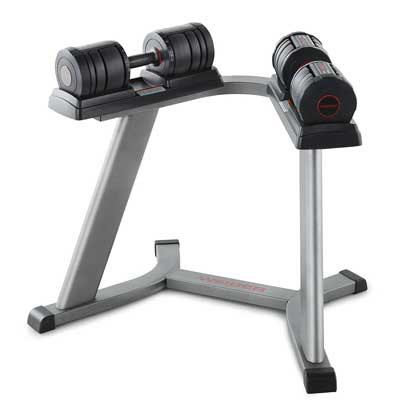 7. Weider SpeedWeight 100 (15-50 lbs.) Adjustable Dumbbell Set with Stand 
