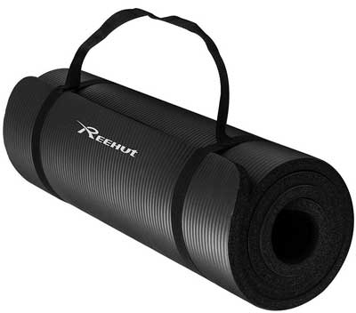 1. Reehut 1/2-Inch Extra Thick High Density NBR Exercise Yoga Mat for Pilates, Fitness & Workout w/ Carrying Strap 