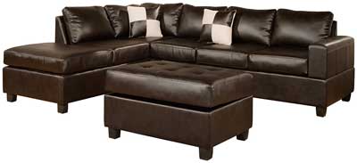 2. Soft-Touch Reversible Bonded Leather Match 3-Piece Sectional couch Set by Bobkona