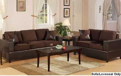 5. Seattle Microfiber Sofa and the Loveseat 2-Piece Set with Chocolate Color