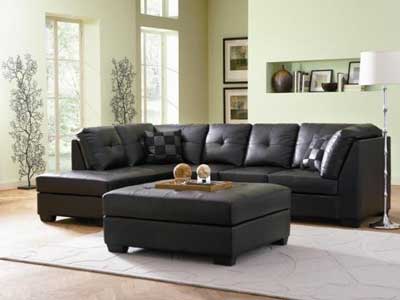 4. Coaster Contemporary Black Leather Sectional Sofa Left Side Chaise